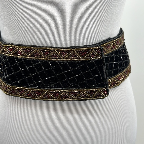Vintage Christian‎ Dior Ceintures Wide Beaded Beaded Designer Belt Small Medium - Picture 2 of 10